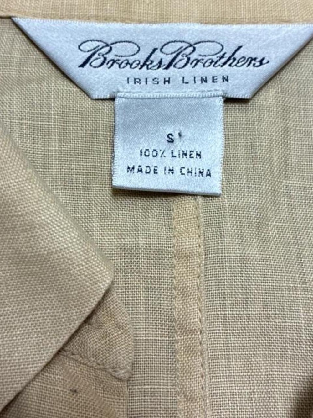 Brooks Brothers Irish Linen Beige Button Up Shirt Women’s Small Coastal - Picture 3 of 6